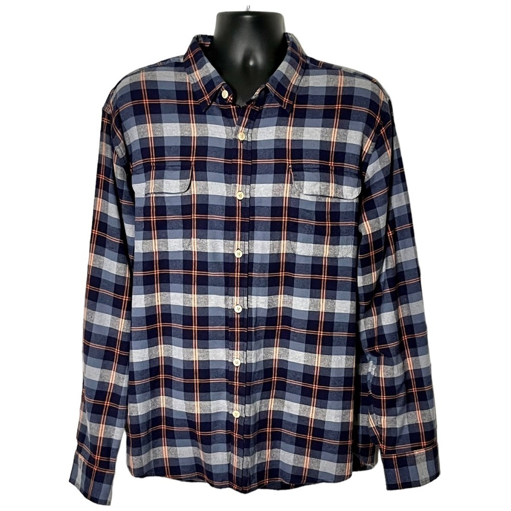 Normal Brand Button Down Flannel Shirt Size X Large Blue/Orange